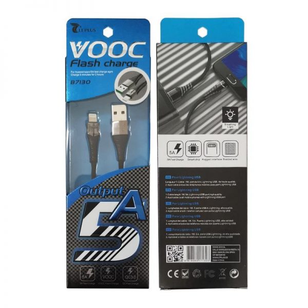 LT Plus B7130 cable usb lightning para iPhone 1M 5A negro